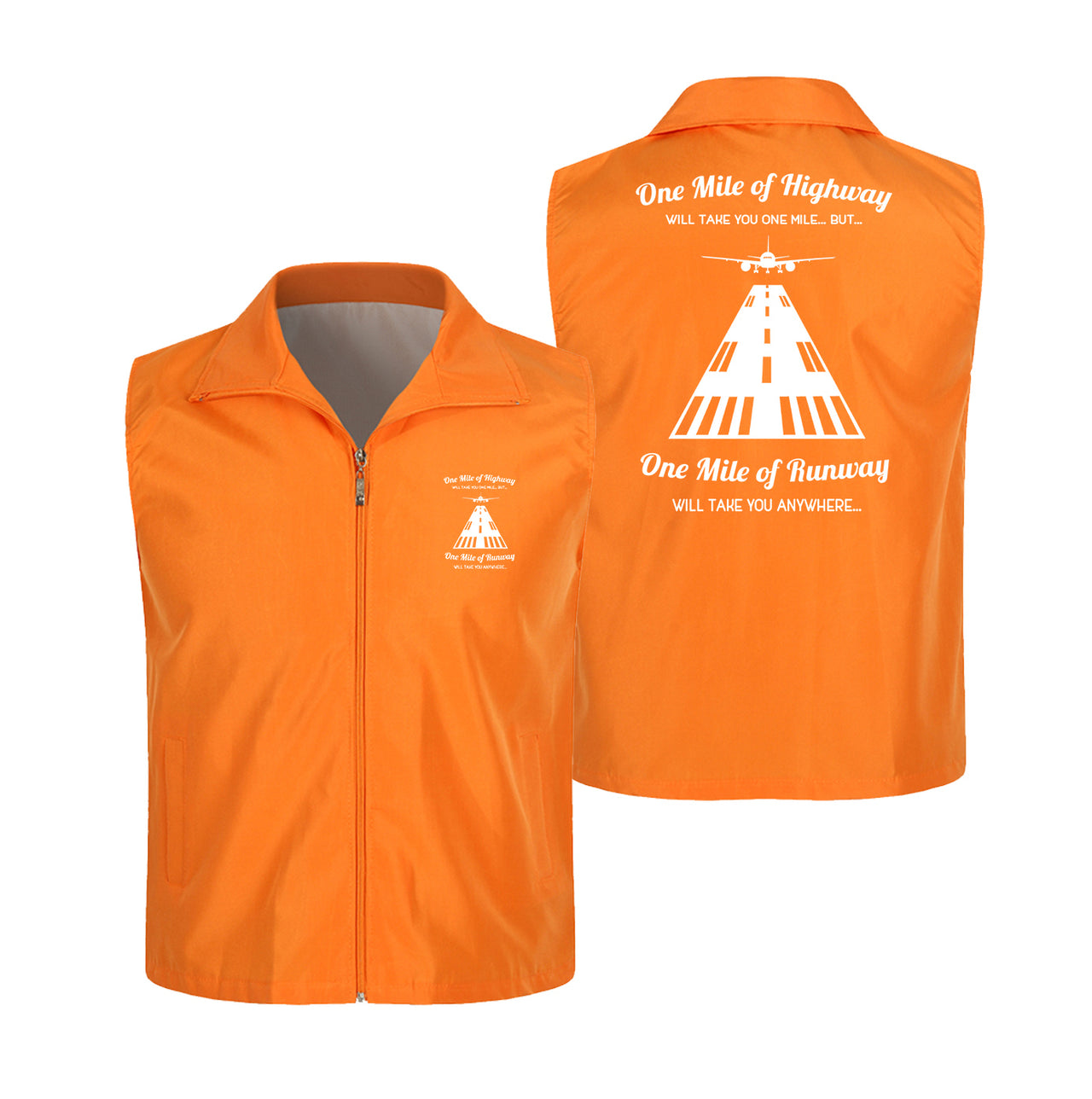 One Mile of Runway Will Take you Anywhere Designed Thin Style Vests