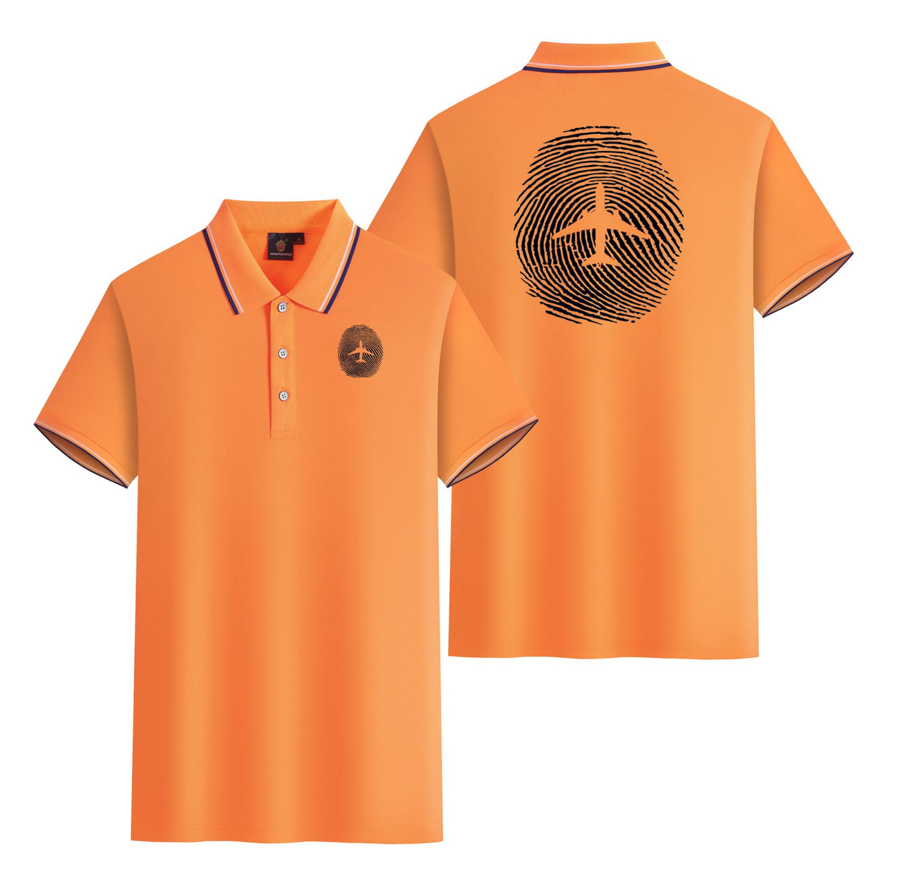 Aviation Finger Print Designed Stylish Polo T-Shirts (Double-Side)