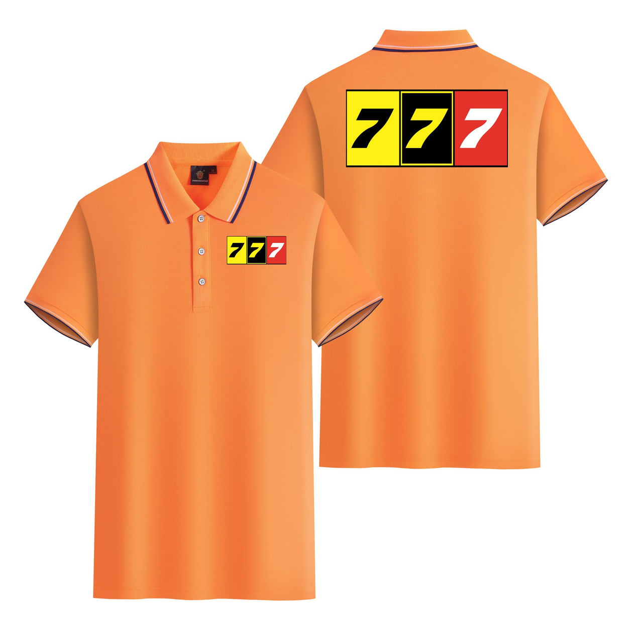 Flat Colourful 777 Designed Stylish Polo T-Shirts (Double-Side)
