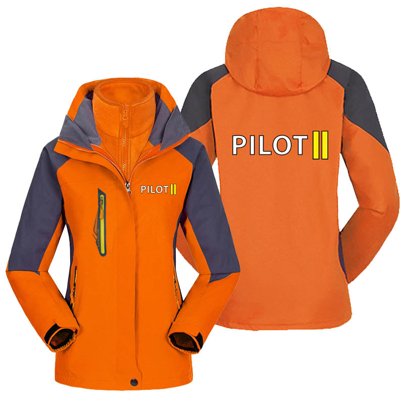 Pilot & Stripes (2 Lines) Designed Thick "WOMEN" Skiing Jackets