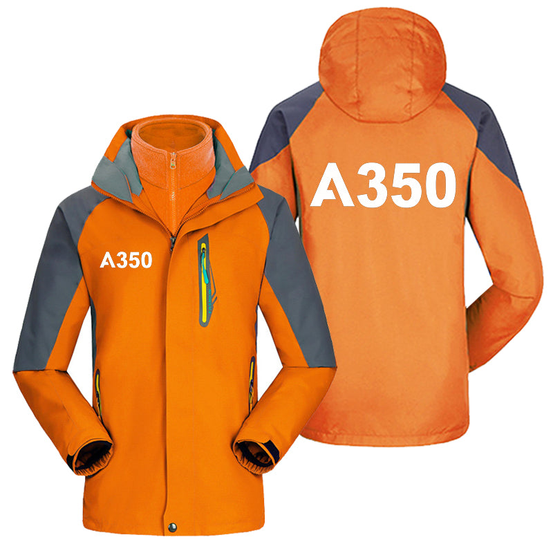 A350 Flat Text Designed Thick Skiing Jackets