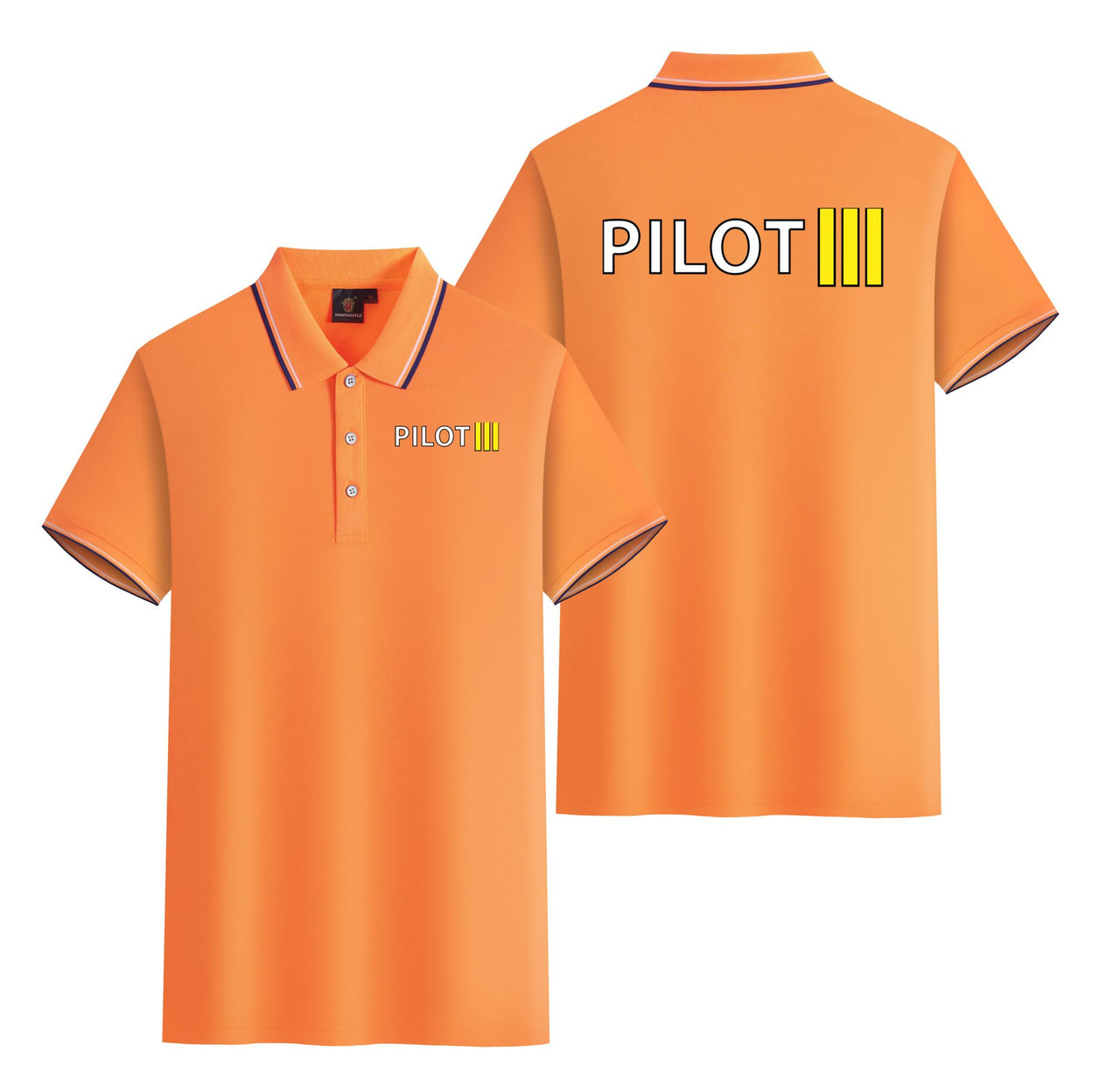 Pilot & Stripes (3 Lines) Designed Stylish Polo T-Shirts (Double-Side)