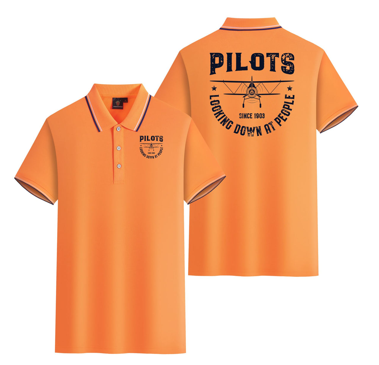 Pilots Looking Down at People Since 1903 Designed Stylish Polo T-Shirts (Double-Side)