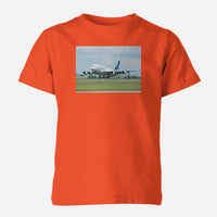 Thumbnail for Departing Airbus A380 with Original Livery Designed Children T-Shirts