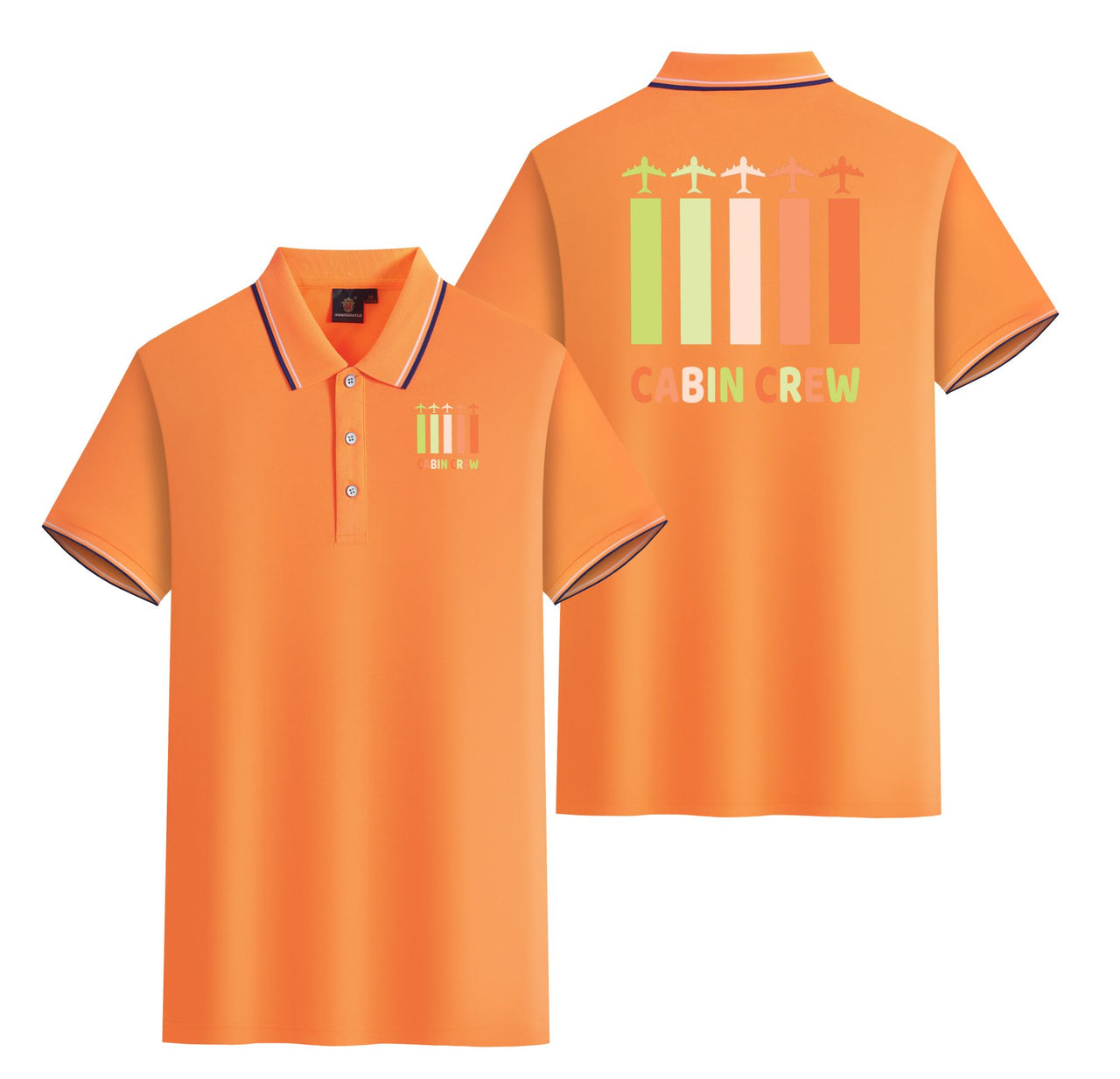 Colourful Cabin Crew Designed Stylish Polo T-Shirts (Double-Side)