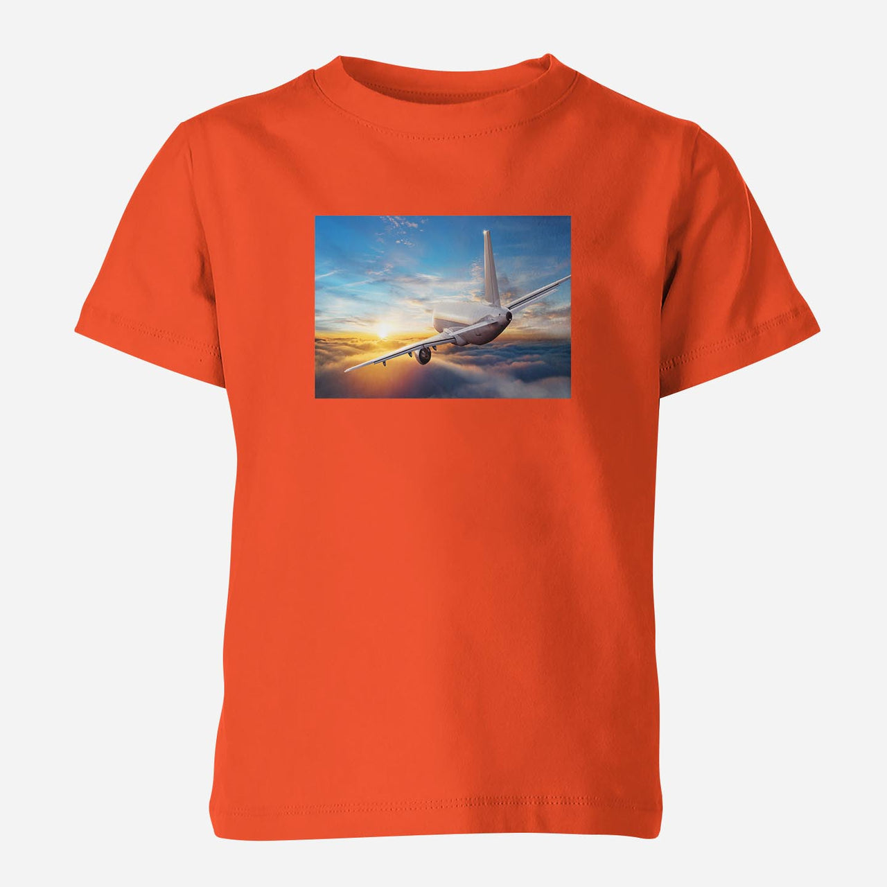 Airliner Jet Cruising over Clouds Designed Children T-Shirts