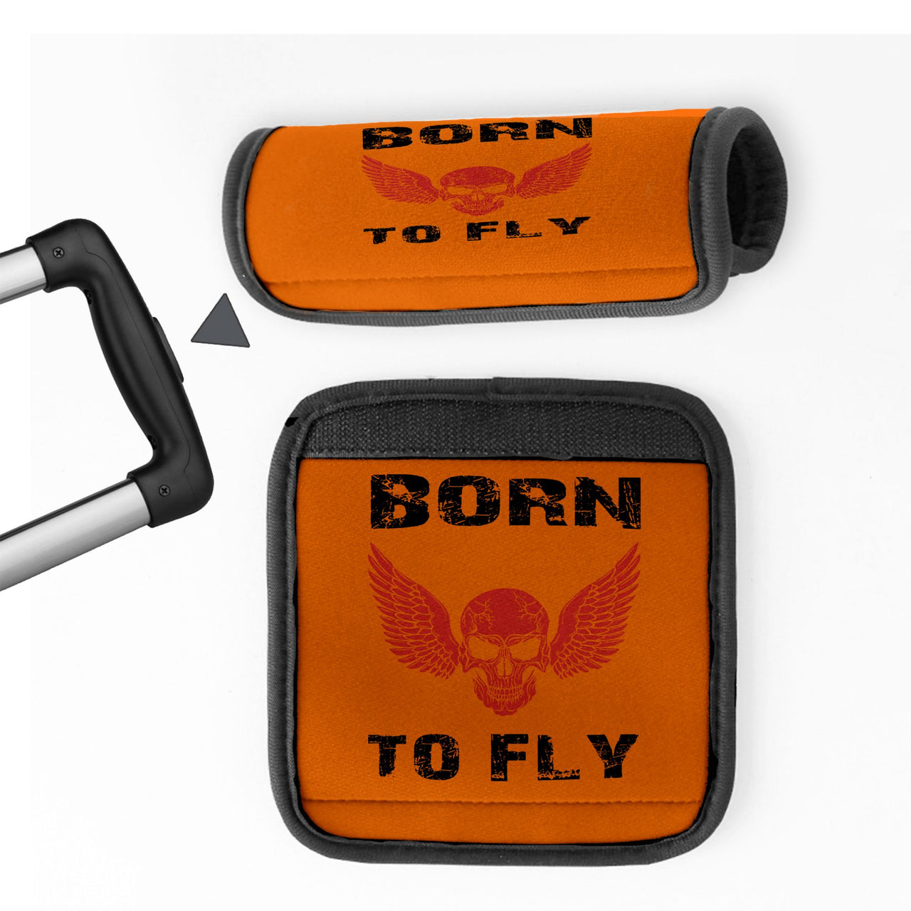 Born To Fly SKELETON Designed Neoprene Luggage Handle Covers