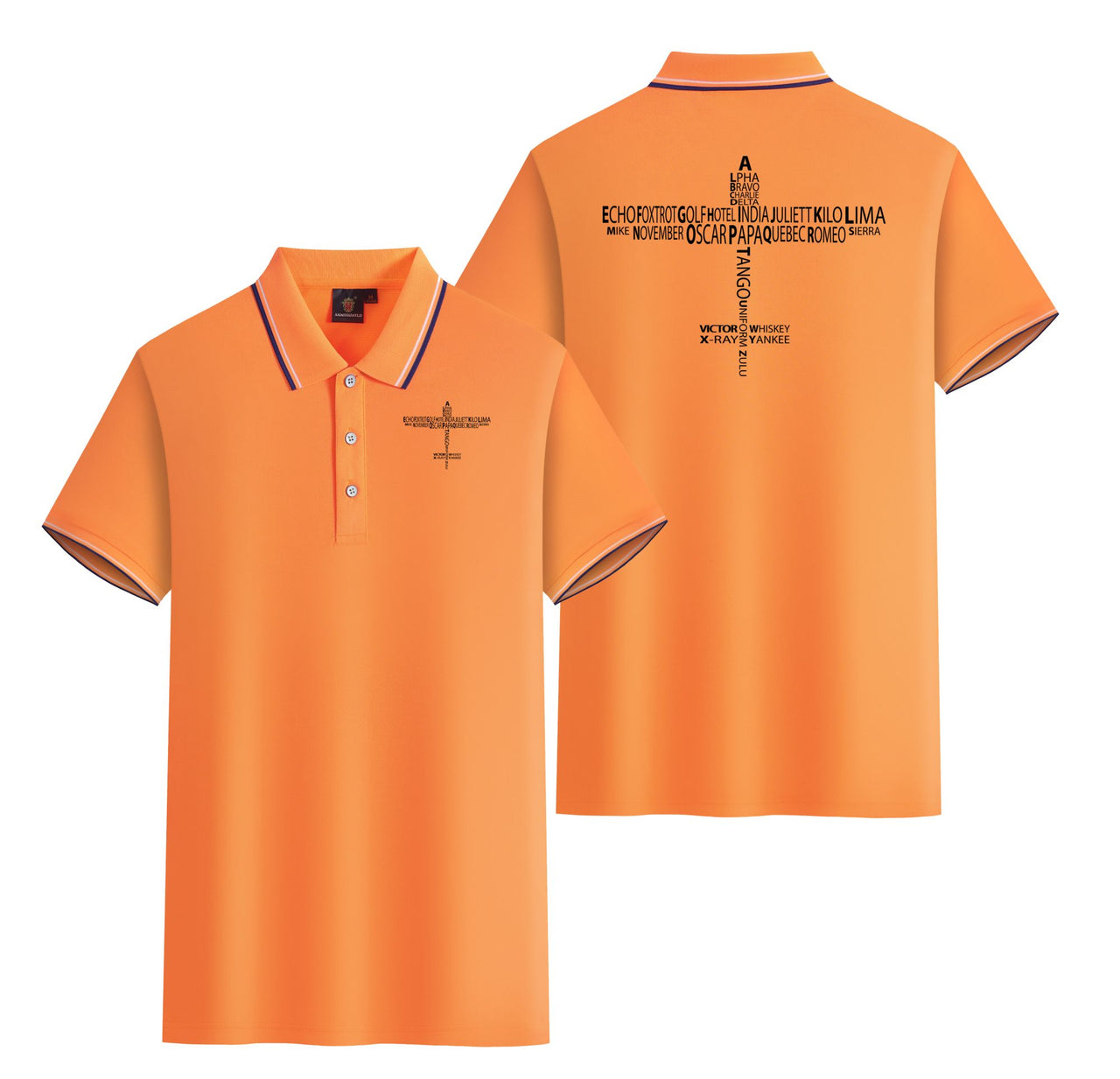 Propeller Shape Aviation Alphabet Designed Stylish Polo T-Shirts (Double-Side)