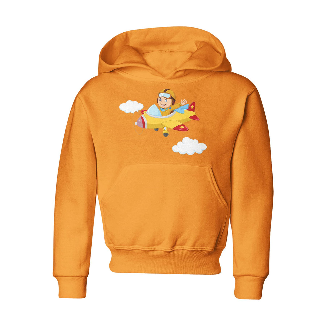 Cartoon Little Boy Operating Plane Designed "CHILDREN" Hoodies