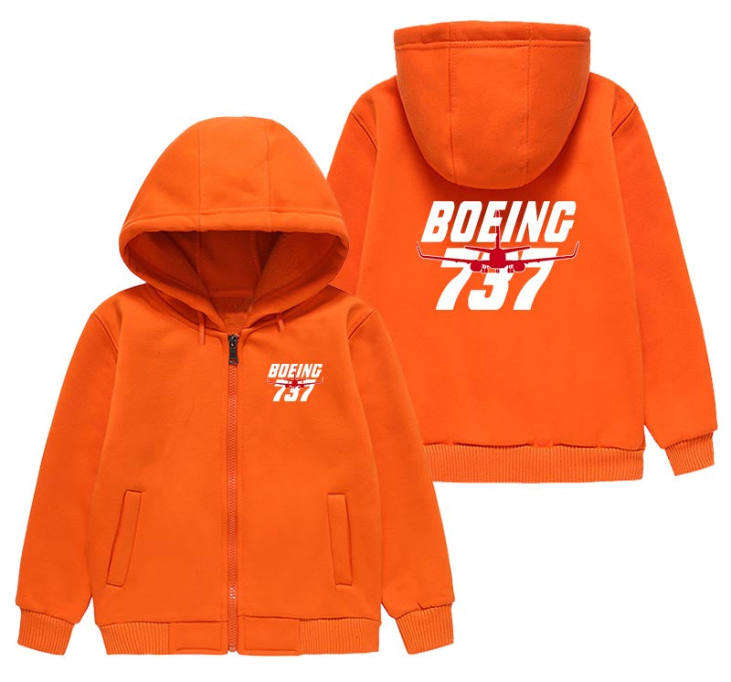 Amazing Boeing 737 Designed "CHILDREN" Zipped Hoodies