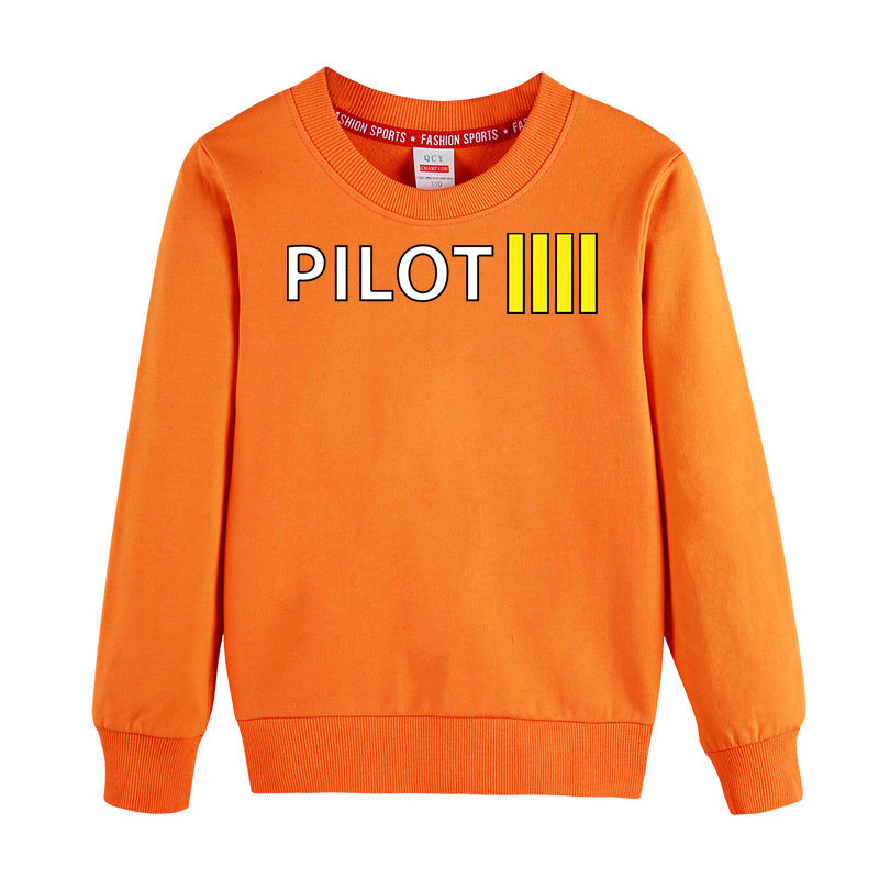 Pilot & Stripes (4 Lines) Designed "CHILDREN" Sweatshirts
