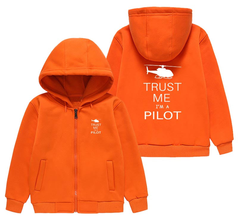 Trust Me I'm a Pilot (Helicopter) Designed "CHILDREN" Zipped Hoodies