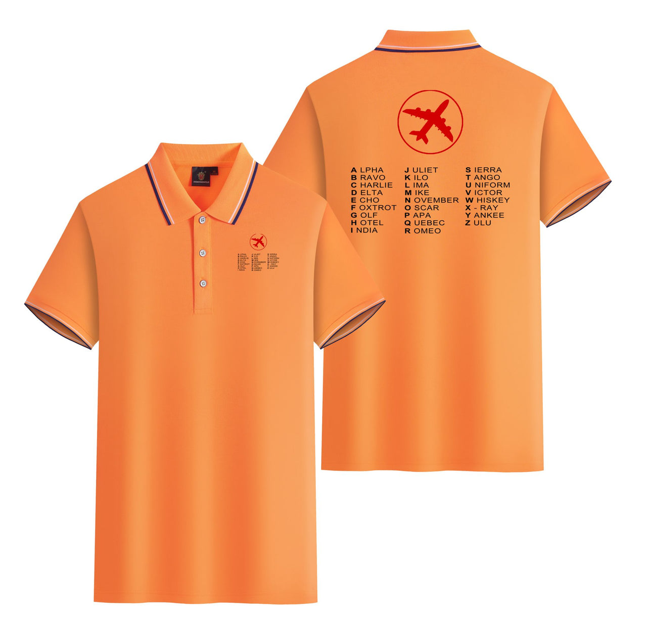 Aviation Alphabet 2 Designed Stylish Polo T-Shirts (Double-Side)