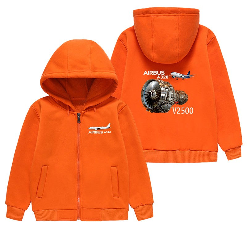 Airbus A320 & V2500 Engine Designed "CHILDREN" Zipped Hoodies