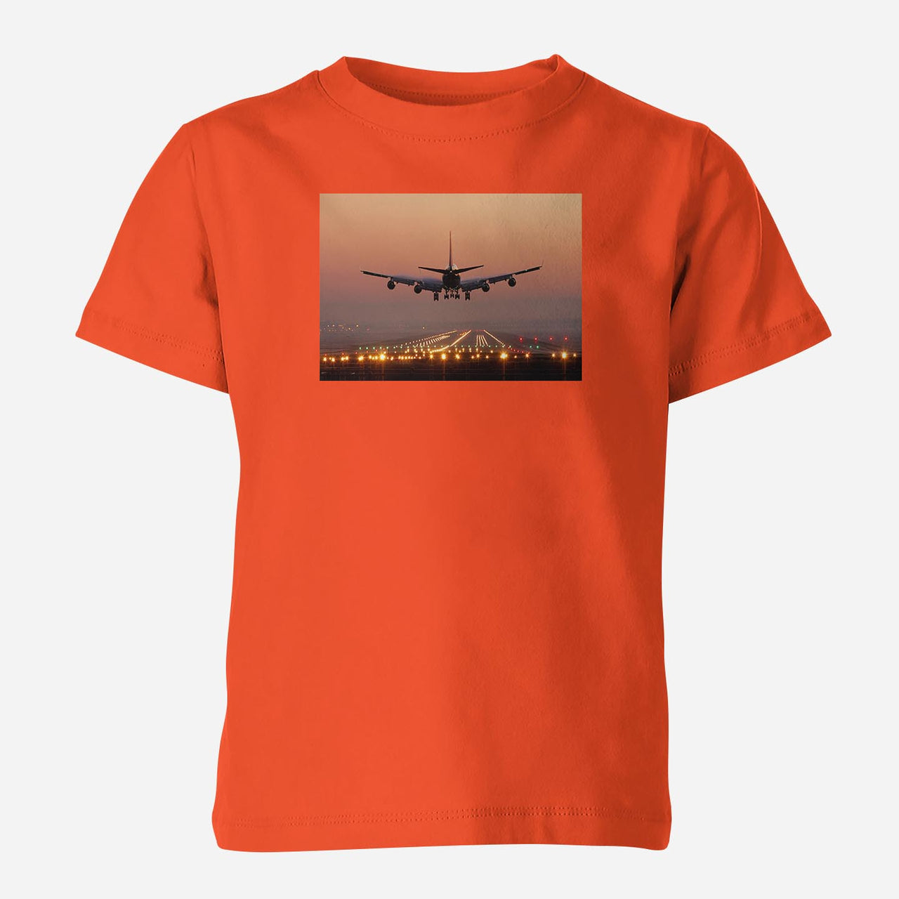 Landing Boeing 747 During Sunset Designed Children T-Shirts