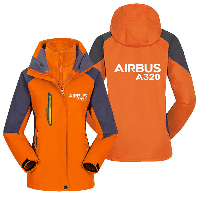 Airbus A320 & Text Designed Thick "WOMEN" Skiing Jackets