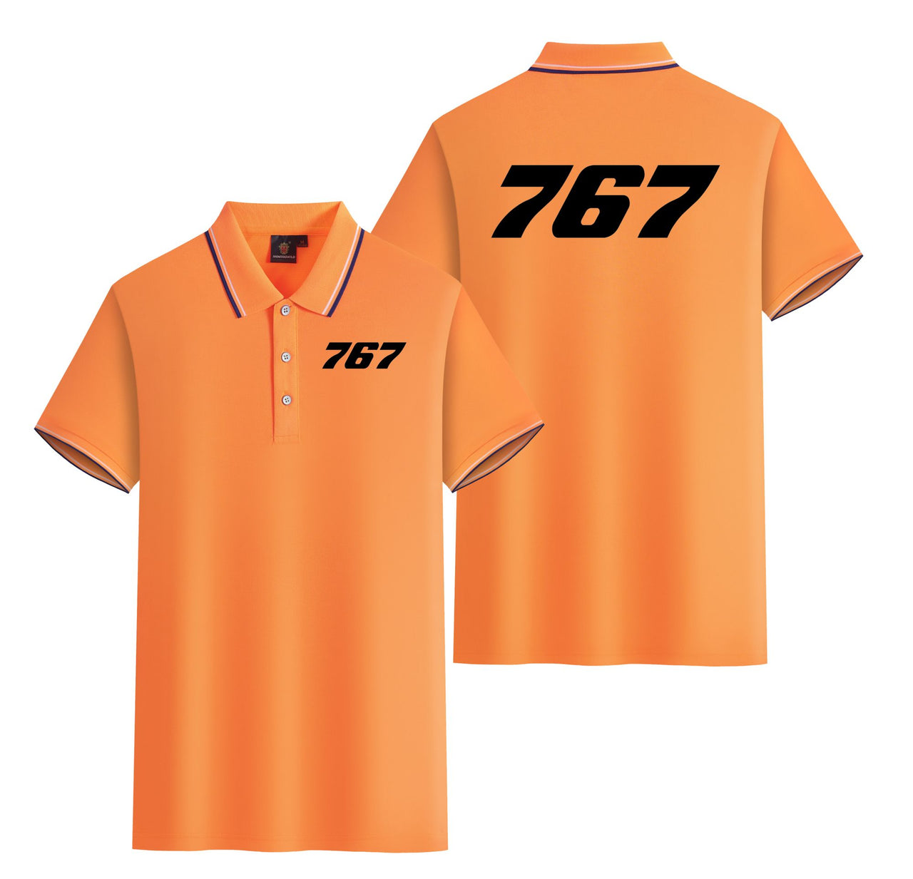767 Flat Text Designed Stylish Polo T-Shirts (Double-Side)