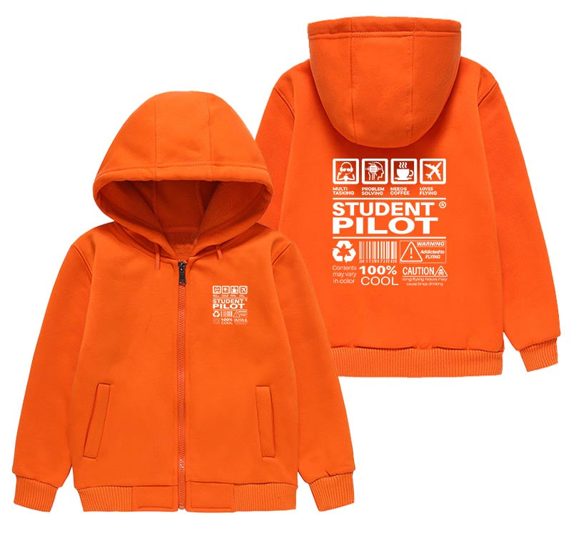 Student Pilot Label Designed "CHILDREN" Zipped Hoodies