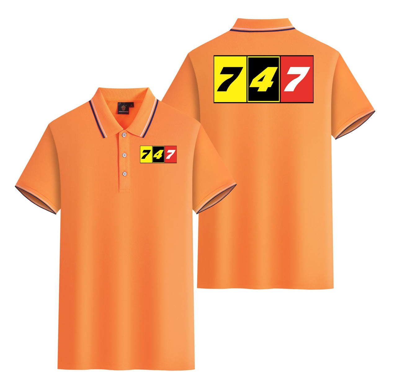 Flat Colourful 747 Designed Stylish Polo T-Shirts (Double-Side)