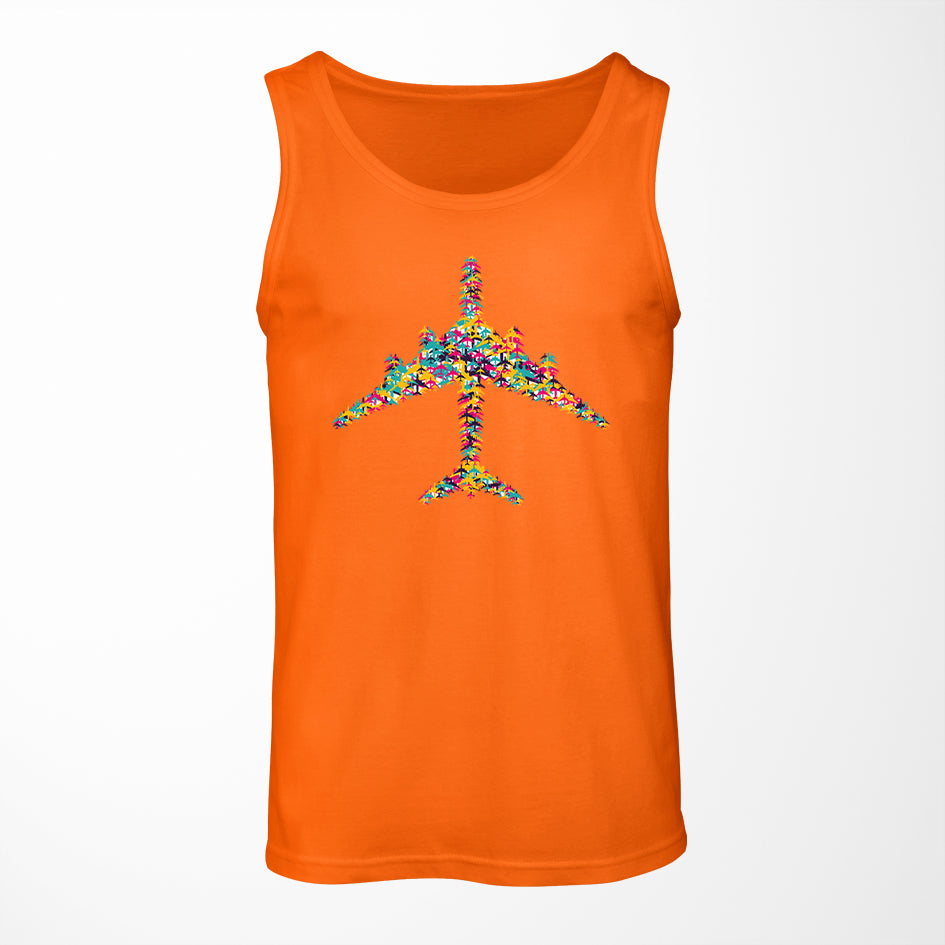 Colourful Airplane Designed Tank Tops