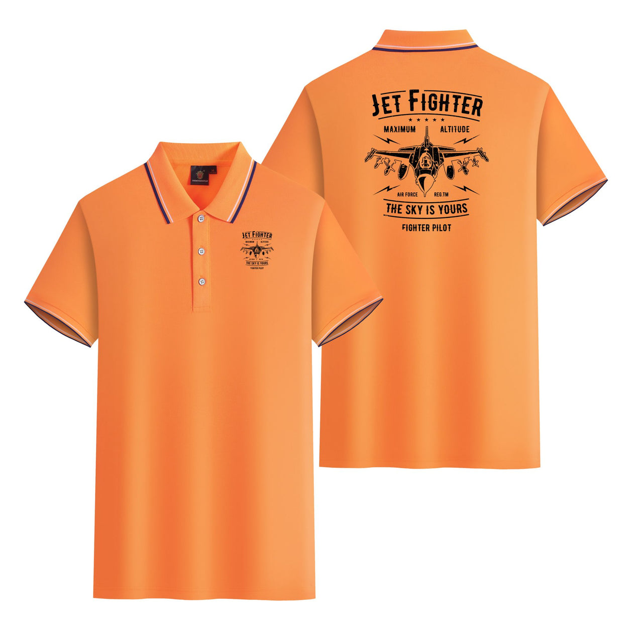 Jet Fighter - The Sky is Yours Designed Stylish Polo T-Shirts (Double-Side)