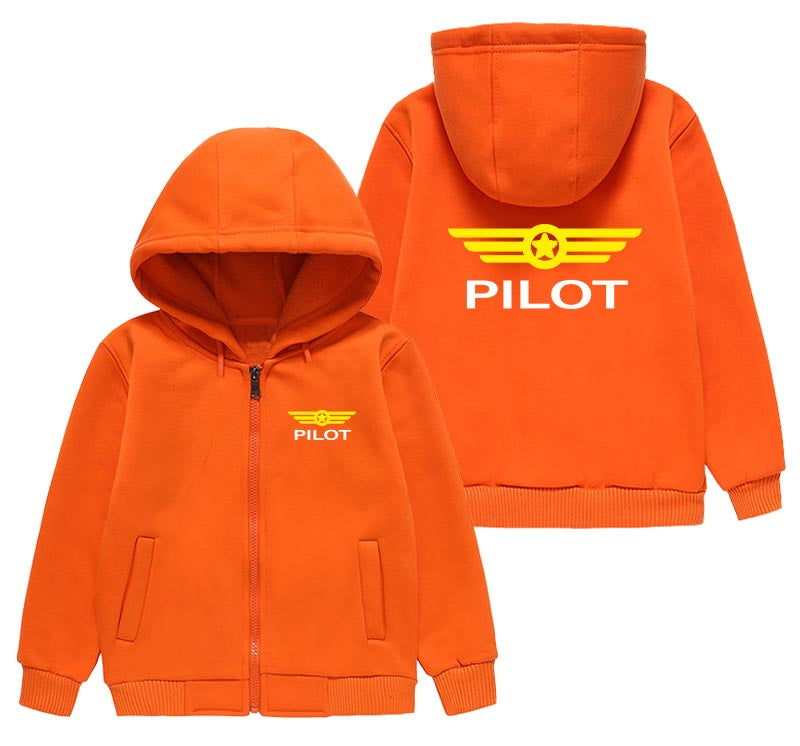 Pilot & Badge Designed "CHILDREN" Zipped Hoodies