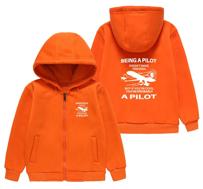 If You're Cool You're Probably a Pilot Designed "CHILDREN" Zipped Hoodies