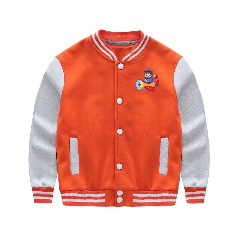 Cute Boy Driving Plane Cartoon Designed "CHILDREN" Baseball Jackets