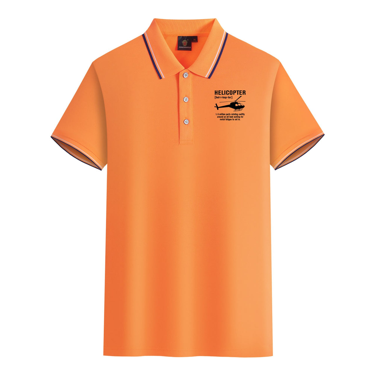Helicopter [Noun] Designed Stylish Polo T-Shirts
