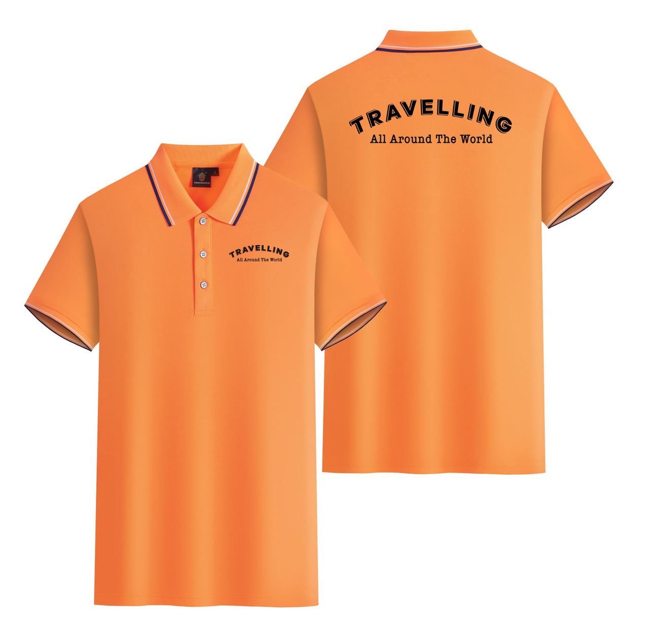 Travelling All Around The World Designed Stylish Polo T-Shirts (Double-Side)