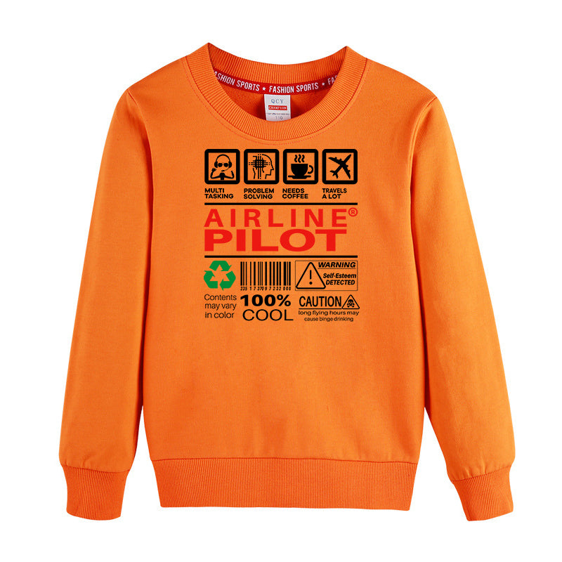 Airline Pilot Label Designed "CHILDREN" Sweatshirts