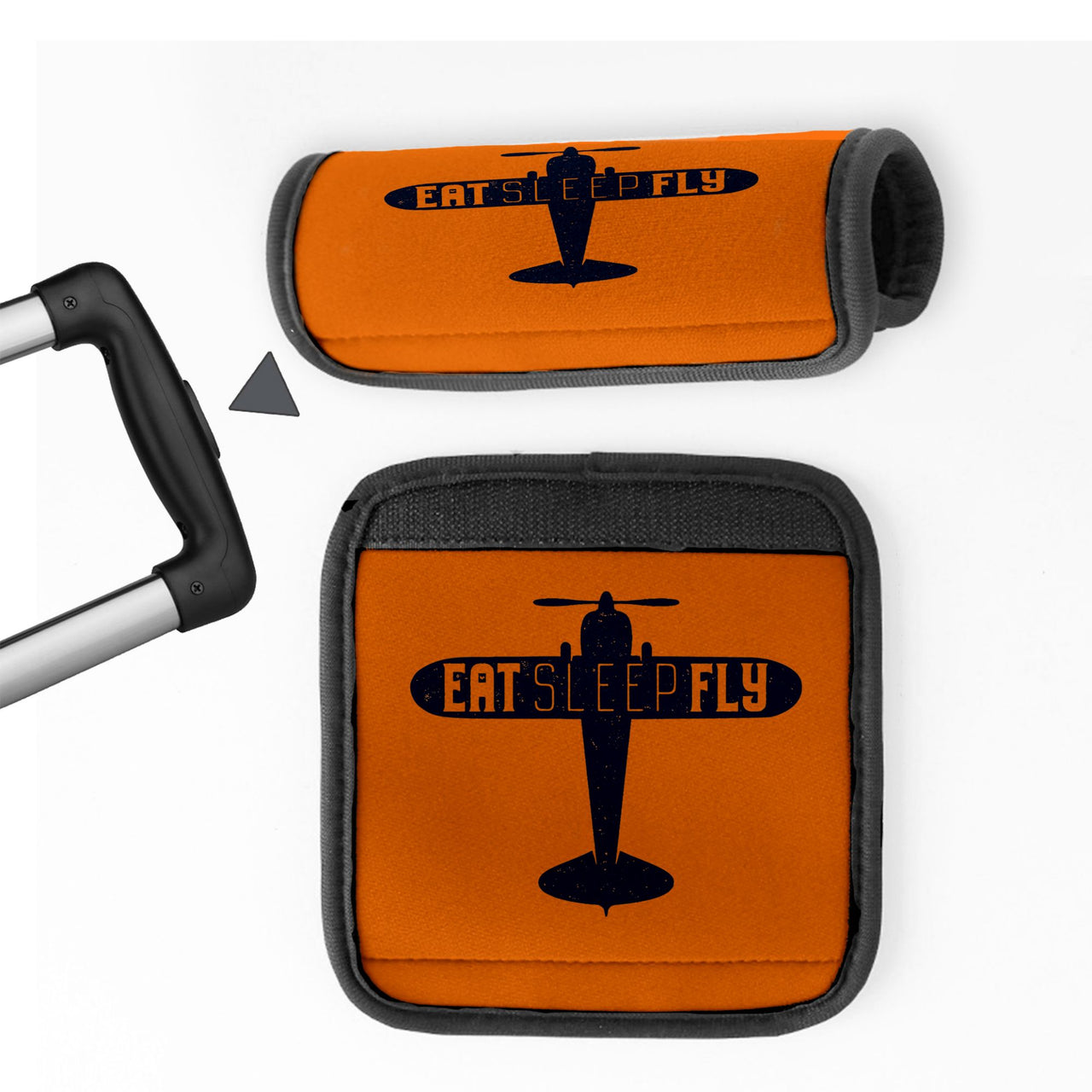 Eat Sleep Fly & Propeller Designed Neoprene Luggage Handle Covers