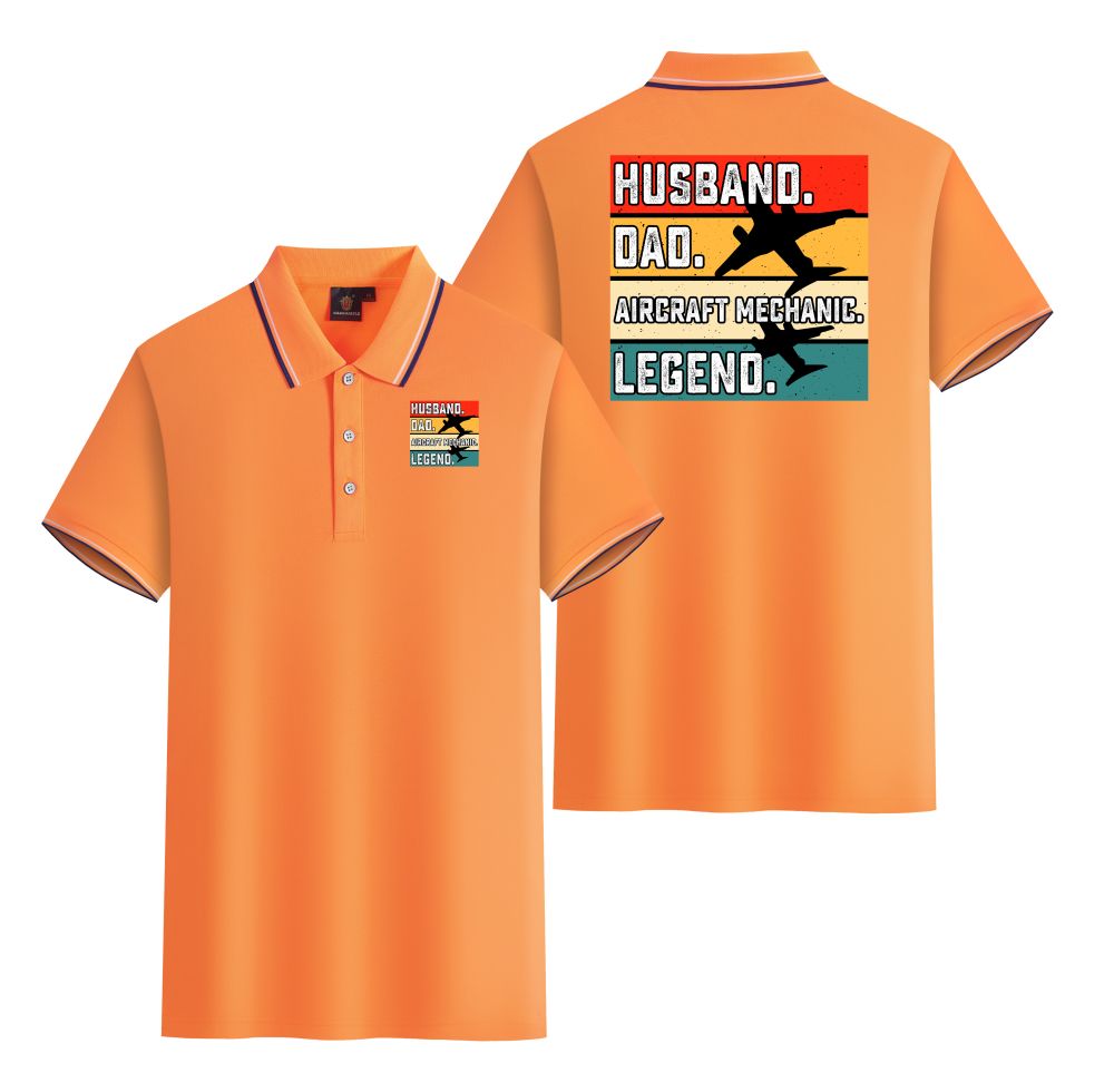 Husband & Dad & Aircraft Mechanic & Legend Designed Stylish Polo T-Shirts (Double-Side)