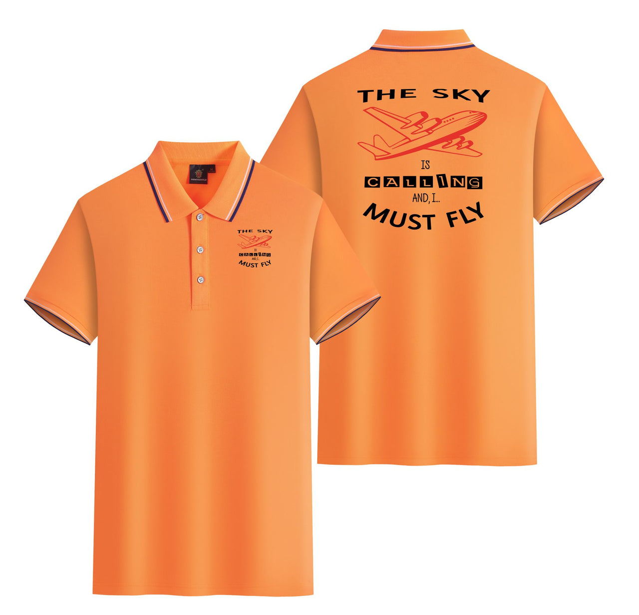 The Sky is Calling and I Must Fly Designed Stylish Polo T-Shirts (Double-Side)