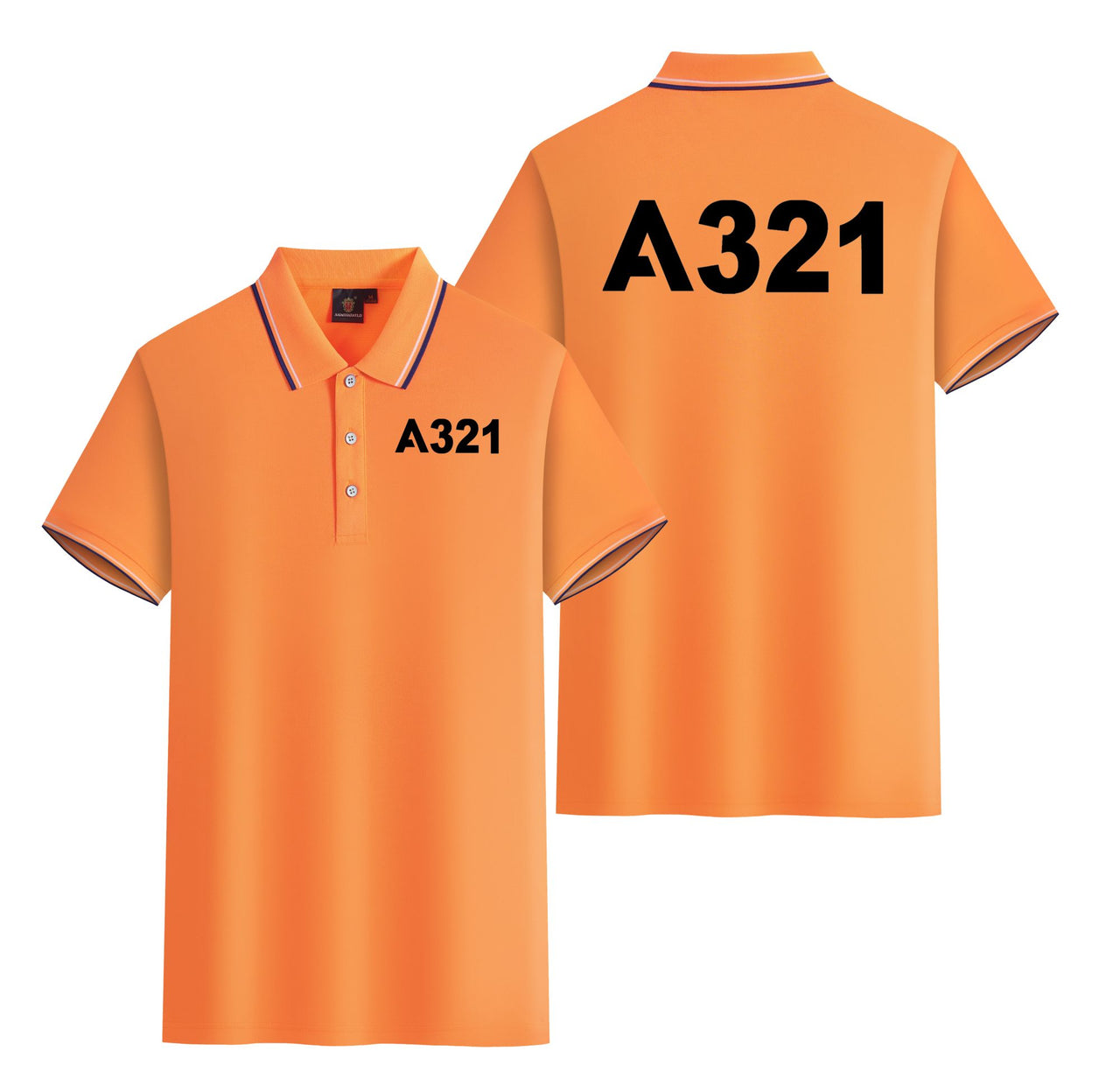 A321 Flat Text Designed Stylish Polo T-Shirts (Double-Side)
