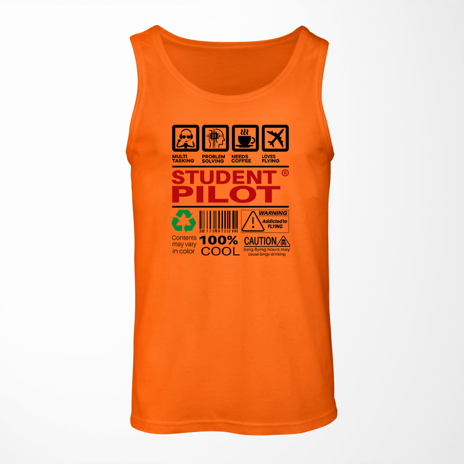Student Pilot Label Designed Tank Tops