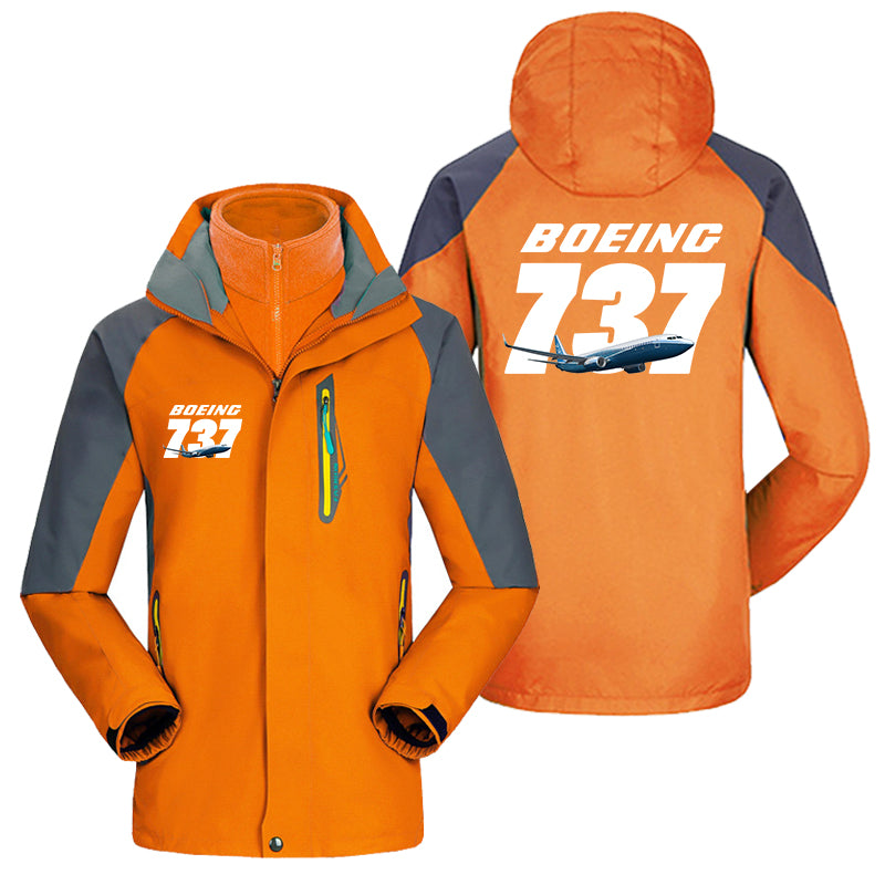 Super Boeing 737+Text Designed Thick Skiing Jackets
