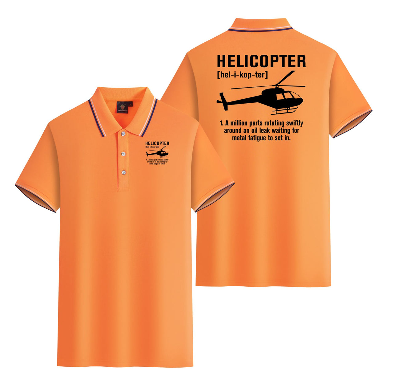 Helicopter [Noun] Designed Stylish Polo T-Shirts (Double-Side)