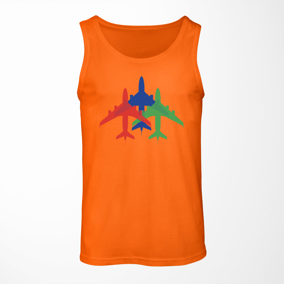 Colourful 3 Airplanes Designed Tank Tops
