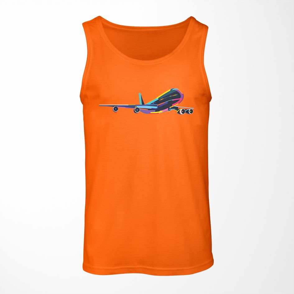 Multicolor Airplane Designed Tank Tops