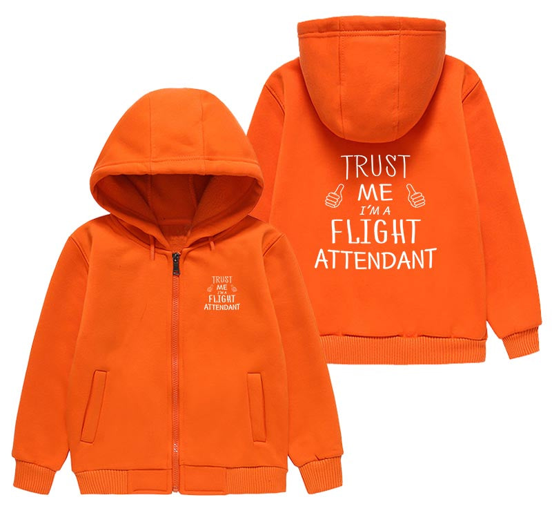 Trust Me I'm a Flight Attendant Designed "CHILDREN" Zipped Hoodies