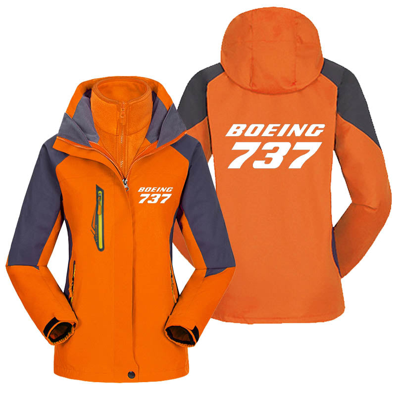 Boeing 737 & Text Designed Thick "WOMEN" Skiing Jackets
