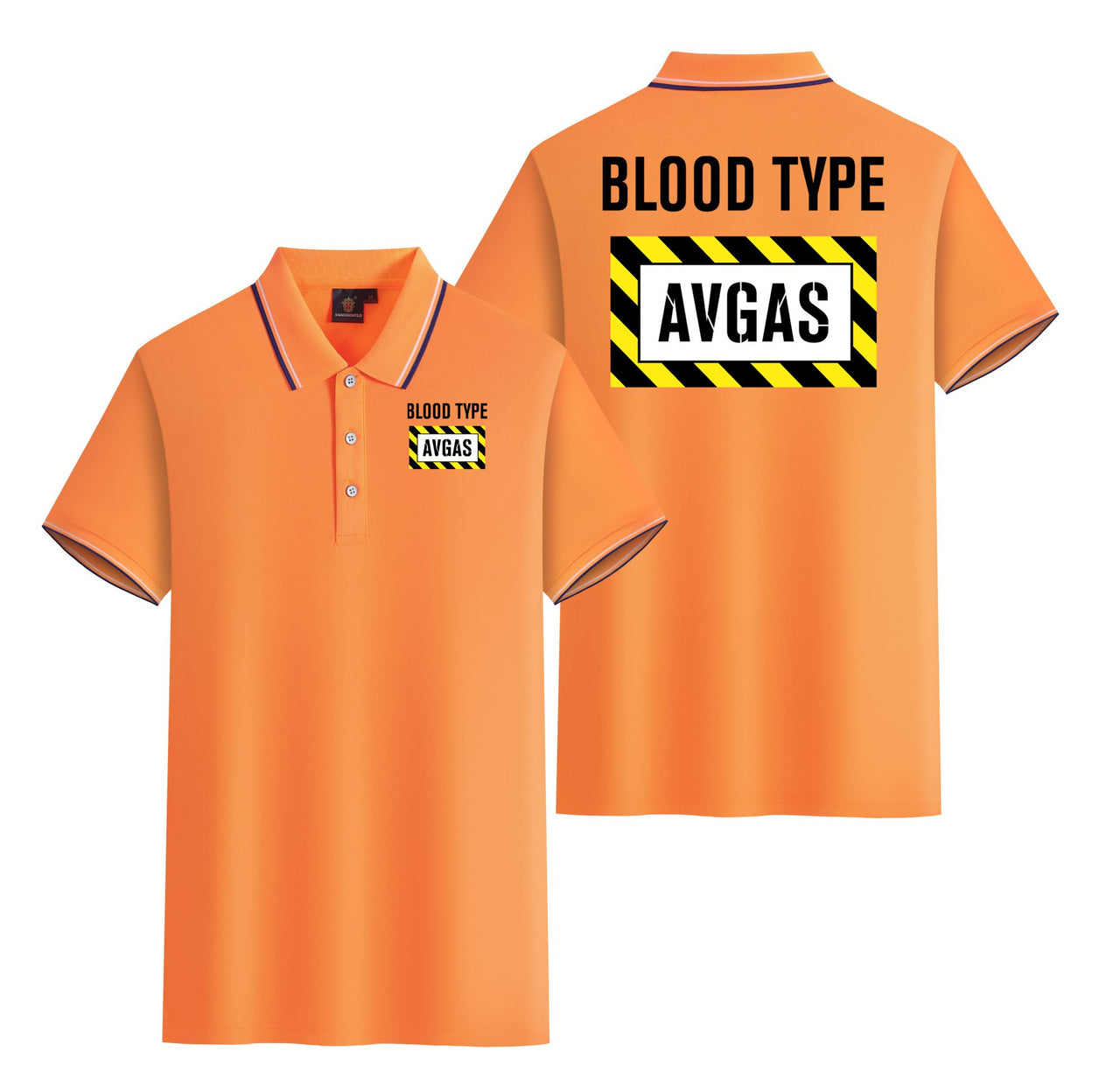 Blood Type AVGAS Designed Stylish Polo T-Shirts (Double-Side)