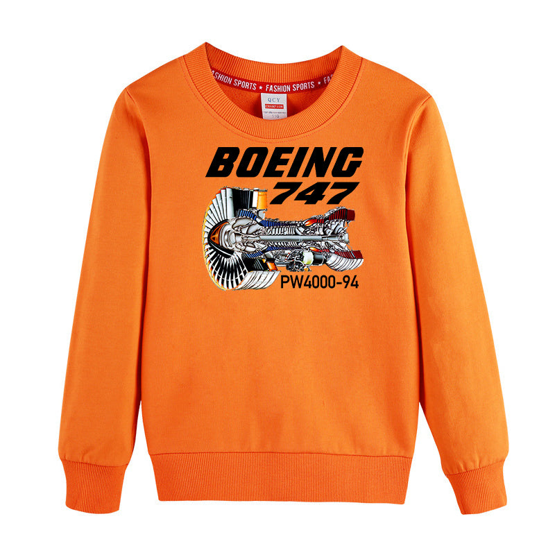 Boeing 747 & PW4000-94 Engine Designed "CHILDREN" Sweatshirts