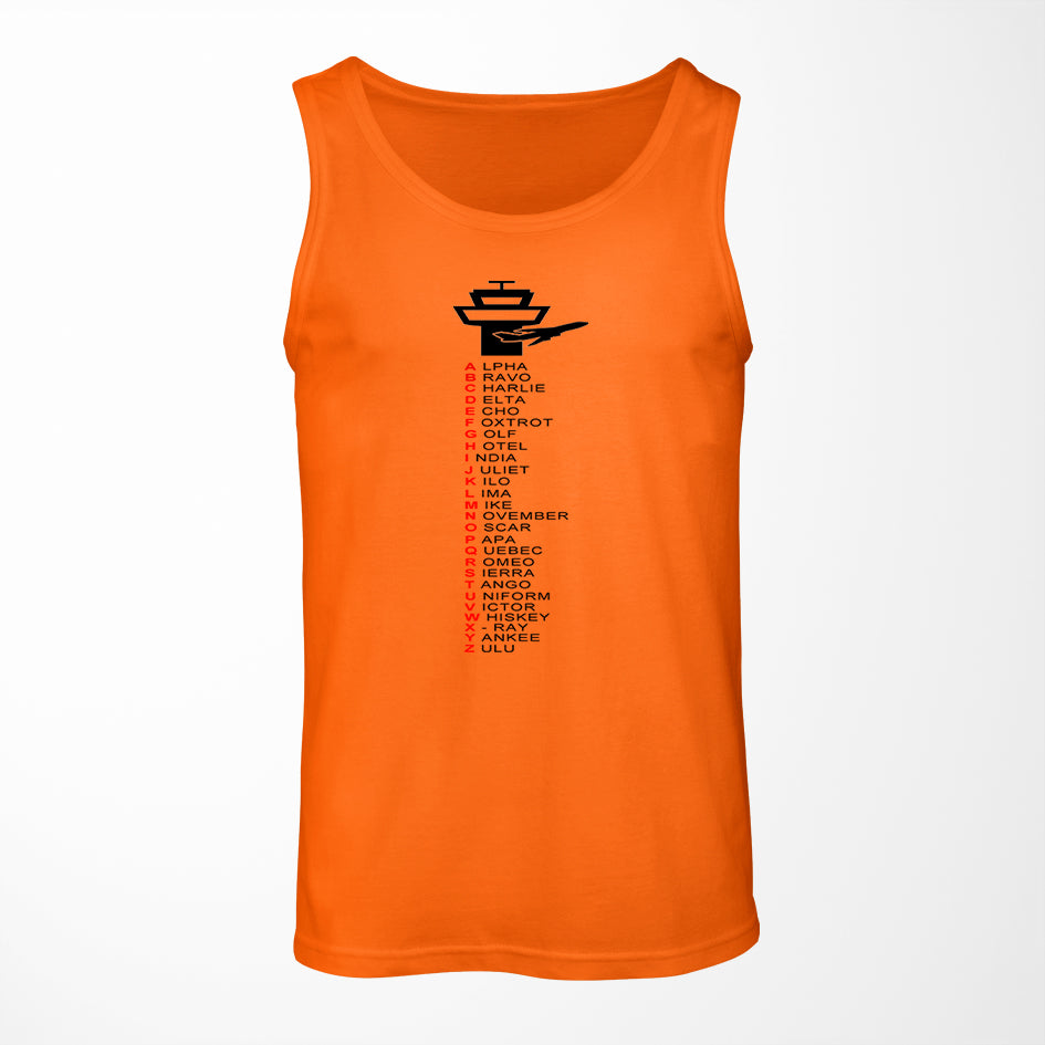 Aviation Alphabet Designed Tank Tops