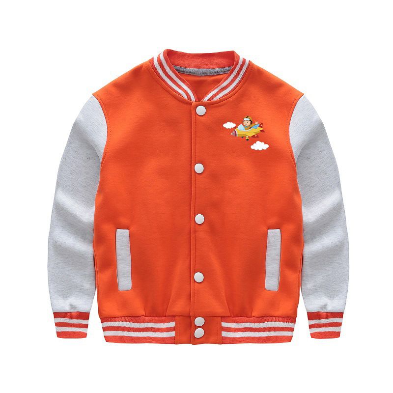 Cartoon Little Boy Operating Plane Designed "CHILDREN" Baseball Jackets