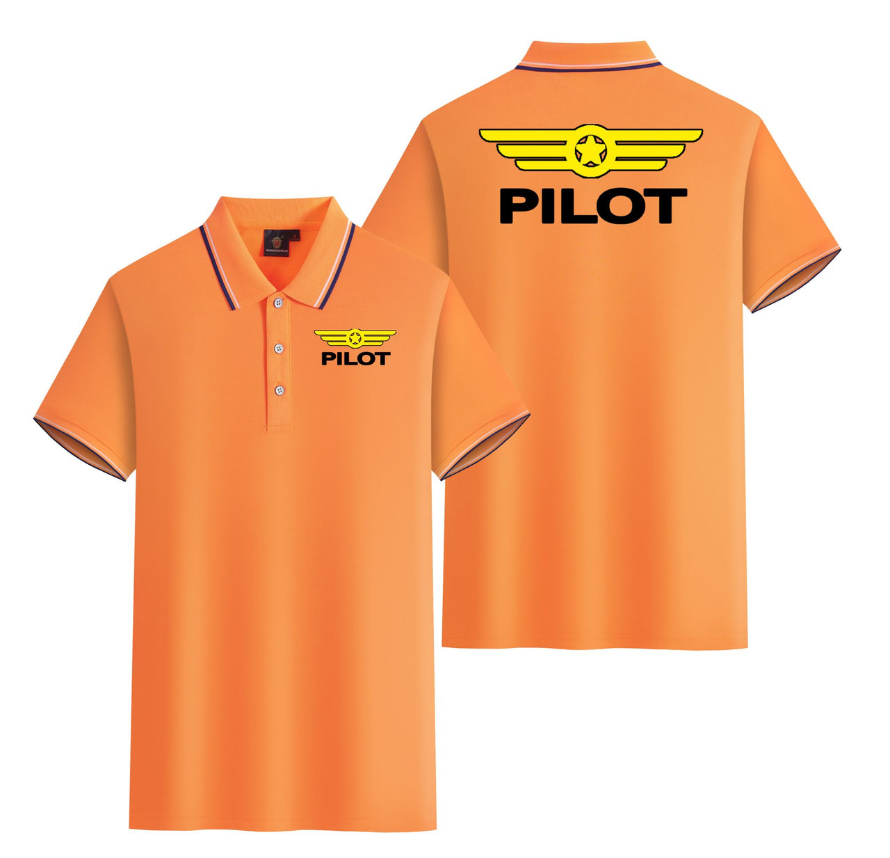Pilot & Badge Designed Stylish Polo T-Shirts (Double-Side)