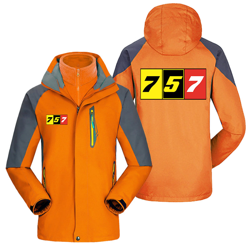 Flat Colourful 757 Designed Thick Skiing Jackets
