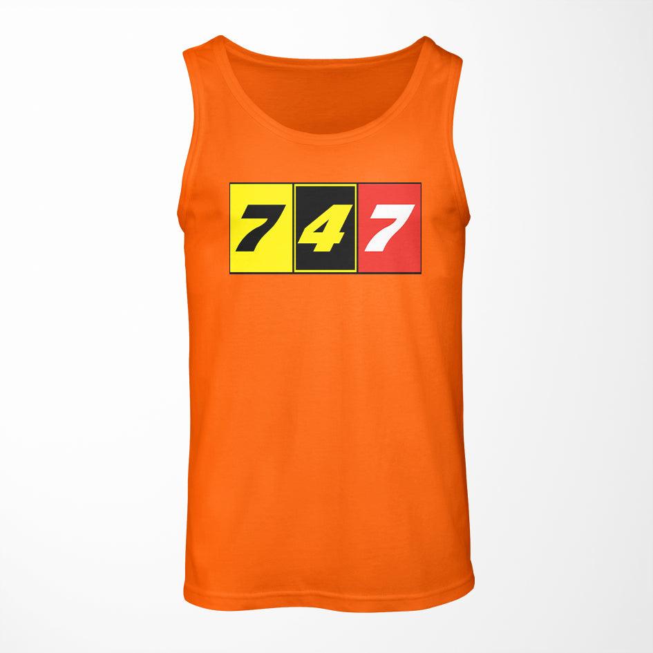Flat Colourful 747 Designed Tank Tops