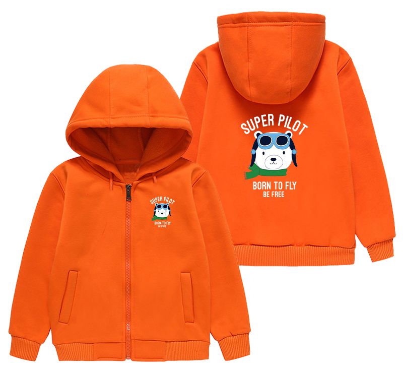 Super Pilot - Born To Fly Designed "CHILDREN" Zipped Hoodies